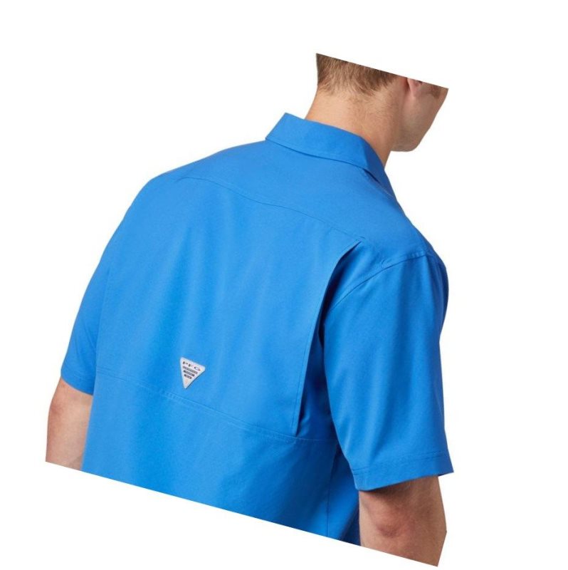 Columbia PFG Zero Rules Woven Short Sleeve Gömlek Erkek Mavi | 21956-WBAP