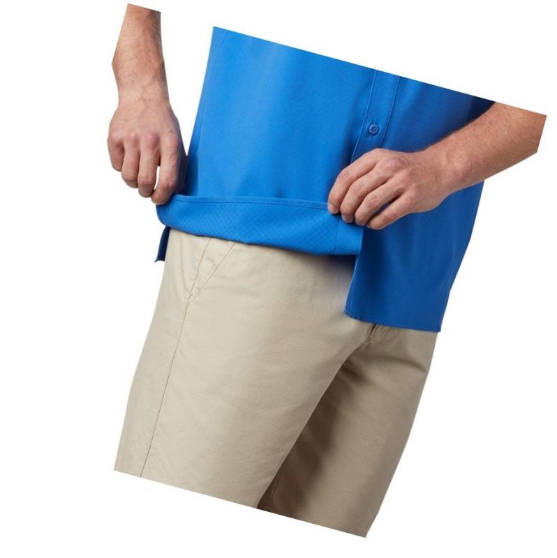 Columbia PFG Zero Rules Woven Short Sleeve Gömlek Erkek Mavi | 21956-WBAP