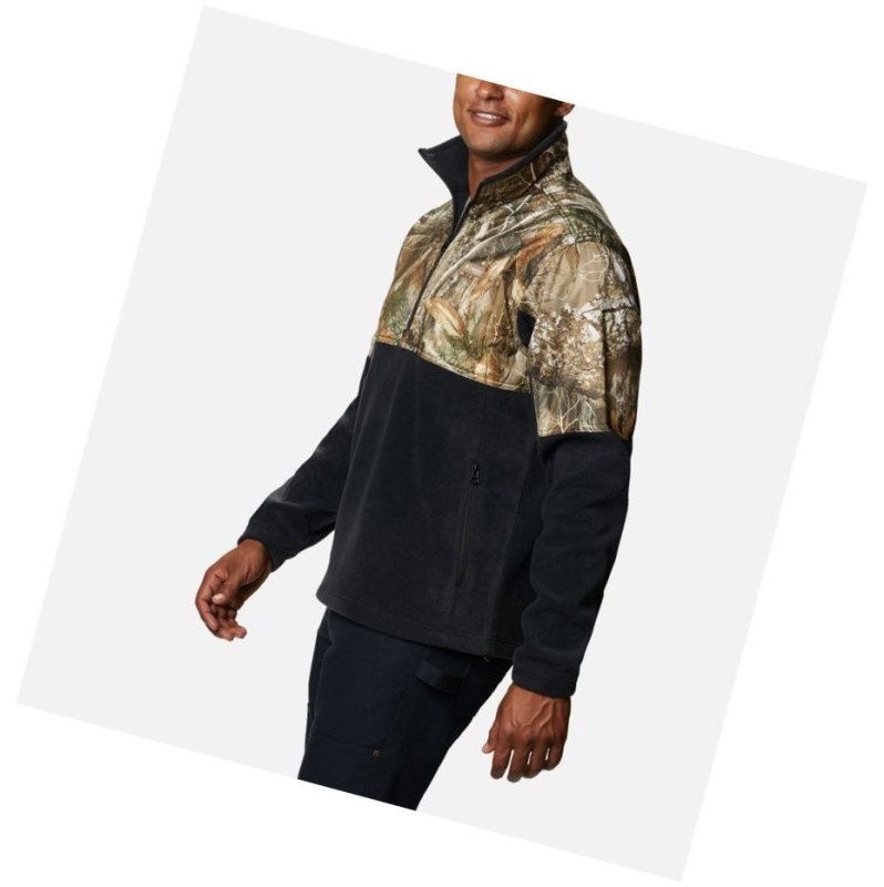 Columbia PHG Fleece Overlay 1/4 Zip Sweatshirt Erkek Siyah | 74068-DYZU