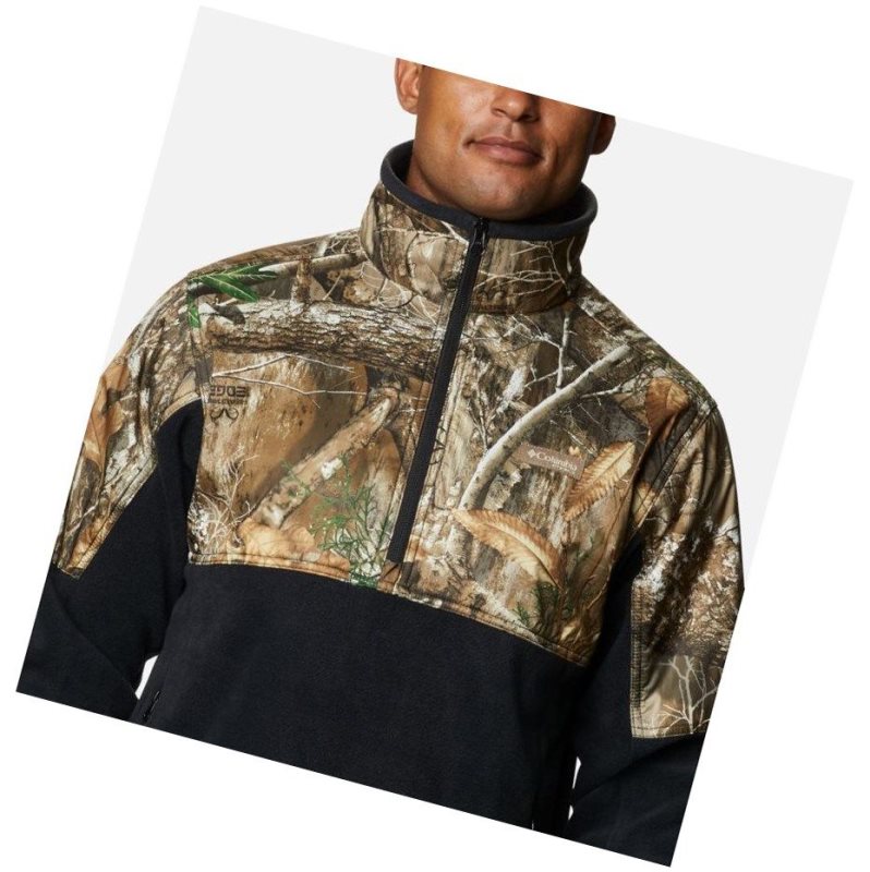 Columbia PHG Fleece Overlay 1/4 Zip Sweatshirt Erkek Siyah | 74068-DYZU