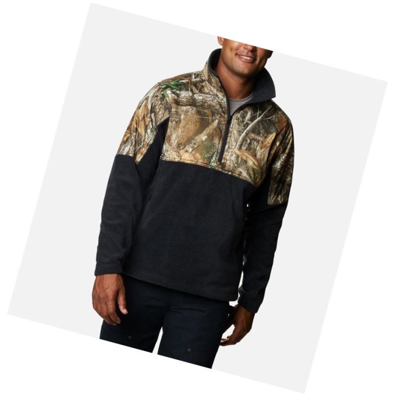 Columbia PHG Fleece Overlay 1/4 Zip Sweatshirt Erkek Siyah | 74068-DYZU