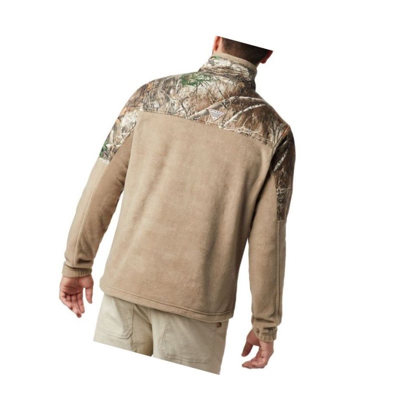 Columbia PHG Fleece Overlay 1/4 Zip Sweatshirt Erkek Kahverengi | 92078-FJUH