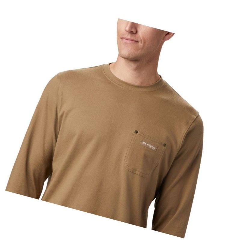 Columbia PHG Roughtail Work Long Sleeve Pocket Sweatshirt Erkek Kahverengi | 69354-OPJT