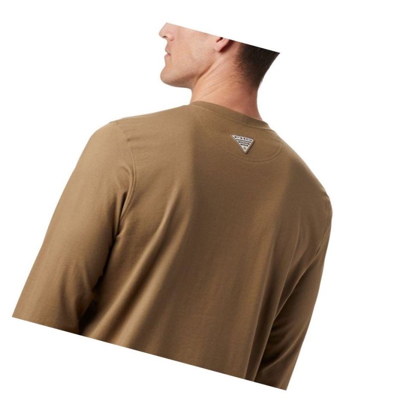 Columbia PHG Roughtail Work Long Sleeve Pocket Sweatshirt Erkek Kahverengi | 69354-OPJT
