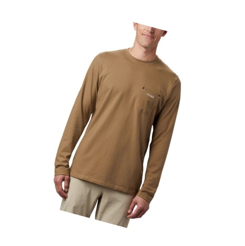 Columbia PHG Roughtail Work Long Sleeve Pocket Sweatshirt Erkek Kahverengi | 69354-OPJT