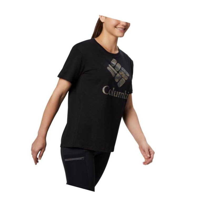 Columbia Park Relaxed Tişört Kadın Siyah Camo | 98753-UVNP