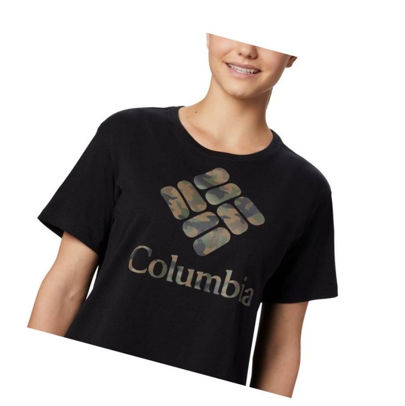 Columbia Park Relaxed Tişört Kadın Siyah Camo | 98753-UVNP