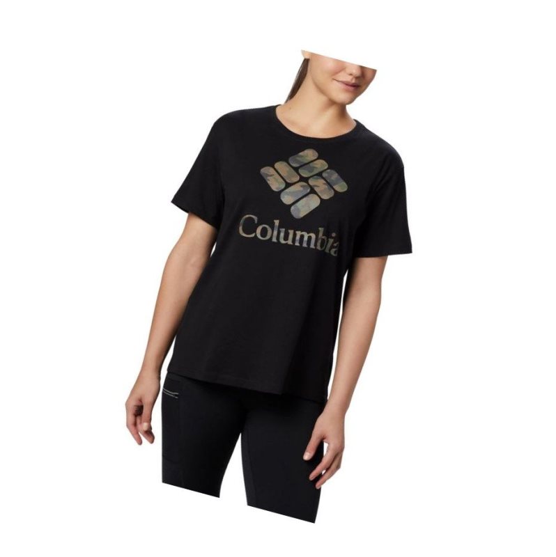 Columbia Park Relaxed Tişört Kadın Siyah Camo | 98753-UVNP