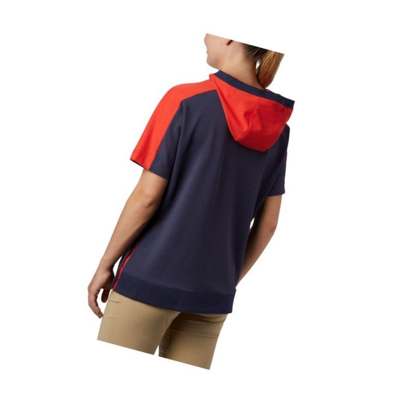 Columbia Park Short Sleeve Kapşonlu Kadın Lacivert | 39502-ULWI