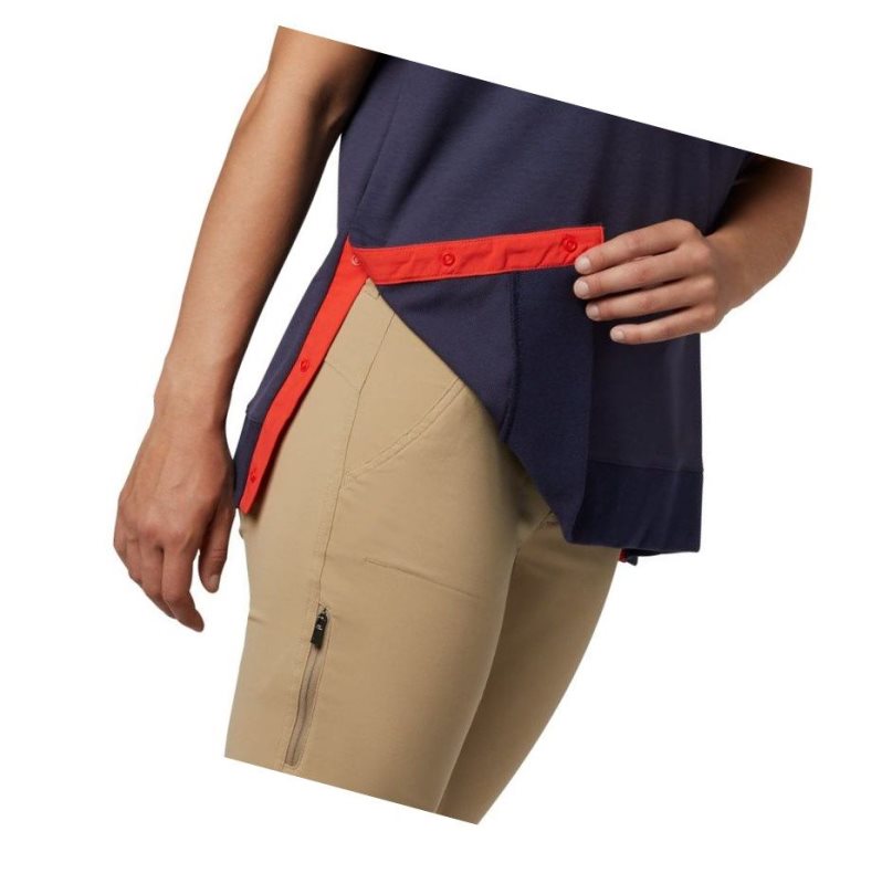 Columbia Park Short Sleeve Kapşonlu Kadın Lacivert | 39502-ULWI