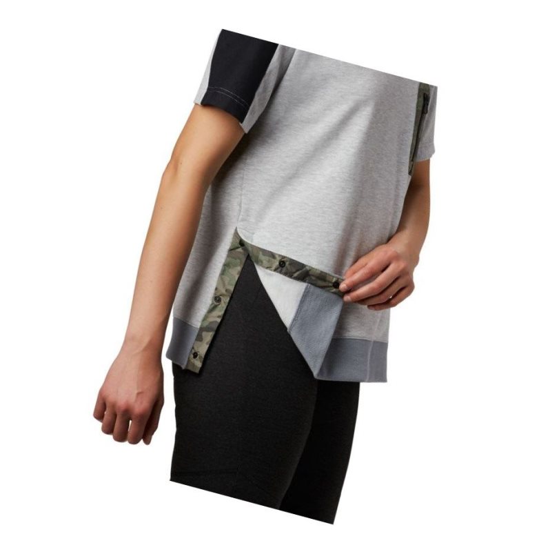 Columbia Park Short Sleeve Kapşonlu Kadın Gri Siyah Camo | 91568-DUXL