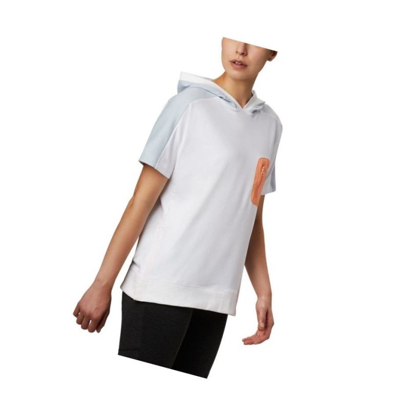 Columbia Park Short Sleeve Kapşonlu Kadın Beyaz Gri | 87453-ZRCE