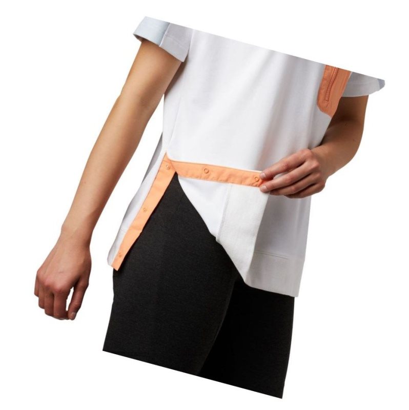 Columbia Park Short Sleeve Kapşonlu Kadın Beyaz Gri | 87453-ZRCE