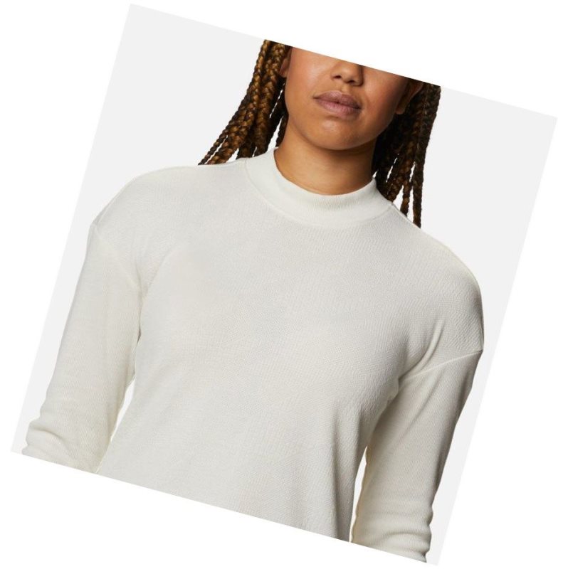 Columbia Pine Street Long Sleeve Knit Sweatshirt Kadın Krema | 54893-EPKX
