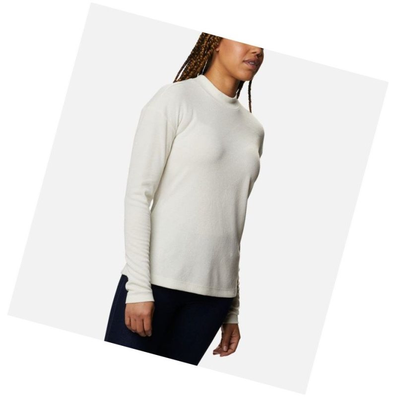Columbia Pine Street Long Sleeve Knit Sweatshirt Kadın Krema | 54893-EPKX