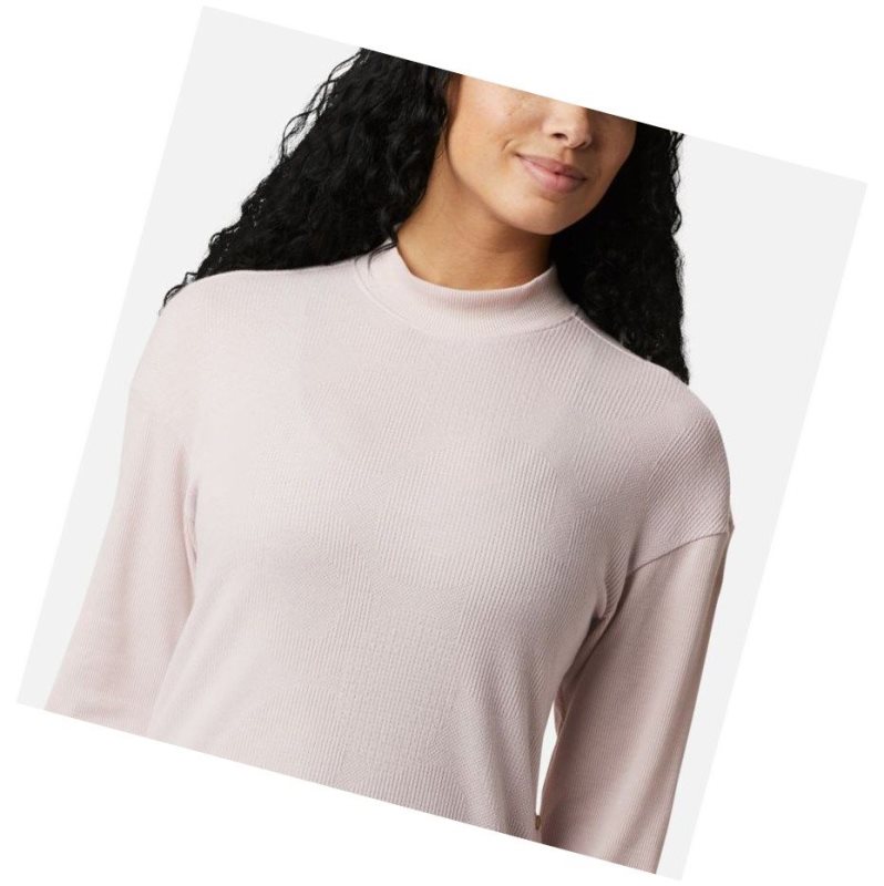 Columbia Pine Street Long Sleeve Knit Sweatshirt Kadın Pembe | 52418-PXKB