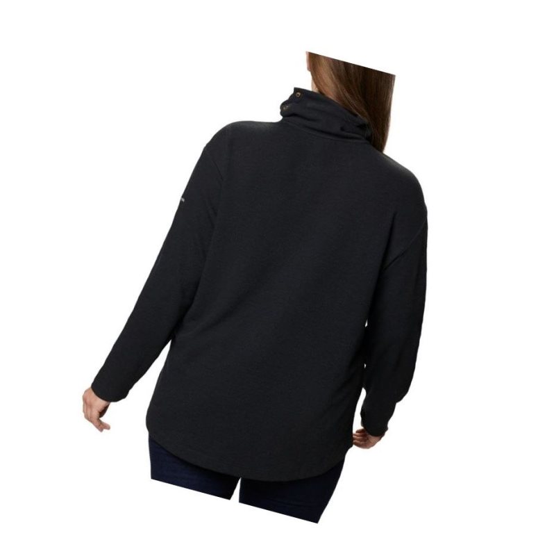 Columbia Pine Street Split Cowl Neck Plus Size Sweatshirt Kadın Siyah | 06945-AZKH