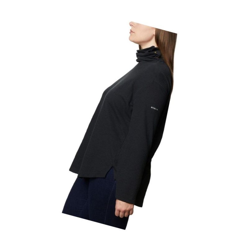 Columbia Pine Street Split Cowl Neck Plus Size Sweatshirt Kadın Siyah | 06945-AZKH