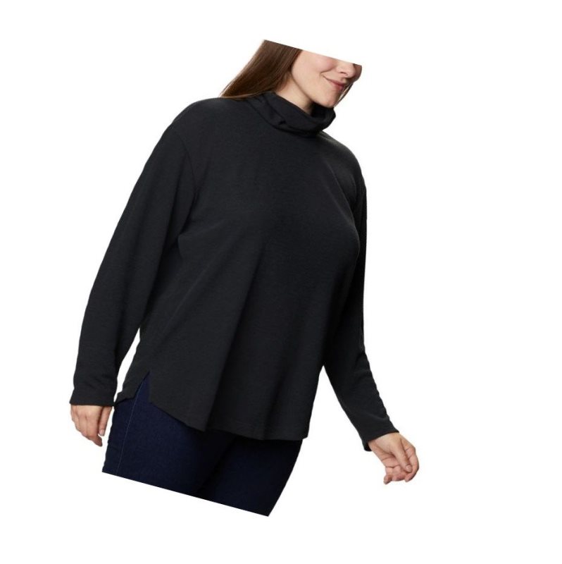 Columbia Pine Street Split Cowl Neck Plus Size Sweatshirt Kadın Siyah | 06945-AZKH