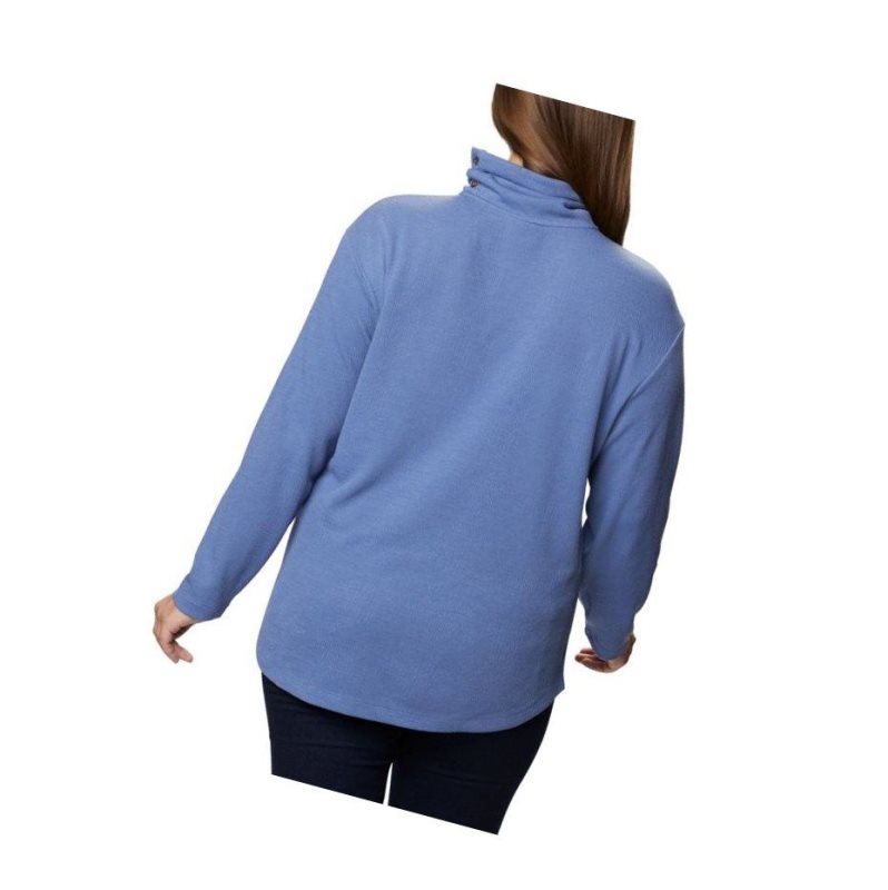 Columbia Pine Street Split Cowl Neck Plus Size Sweatshirt Kadın Mavi | 97658-OJKW