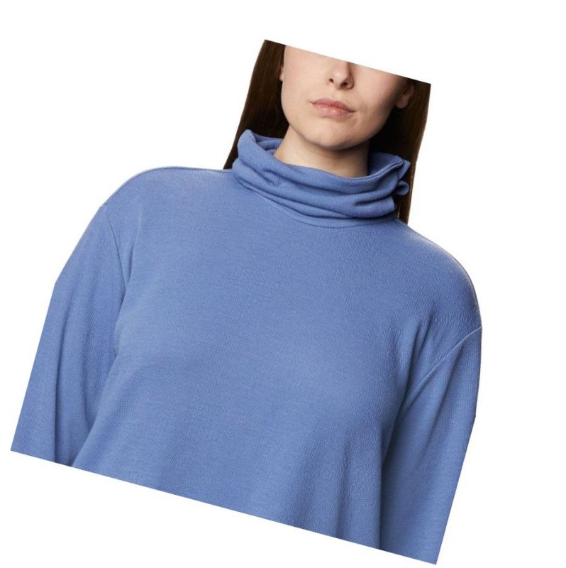 Columbia Pine Street Split Cowl Neck Plus Size Sweatshirt Kadın Mavi | 97658-OJKW