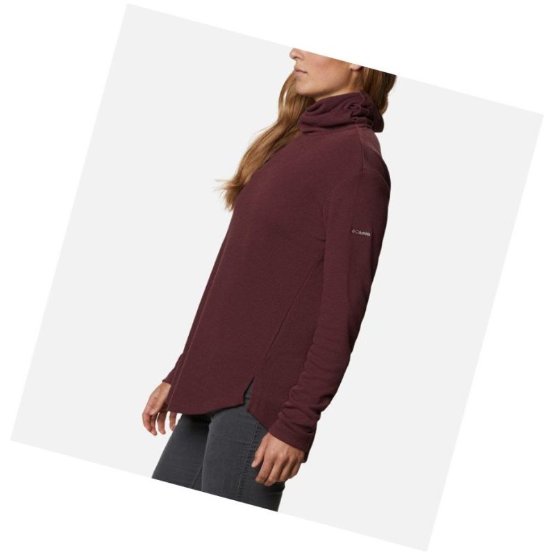 Columbia Pine Street Split Cowl Neck Sweatshirt Kadın Bordo | 08745-FBQA