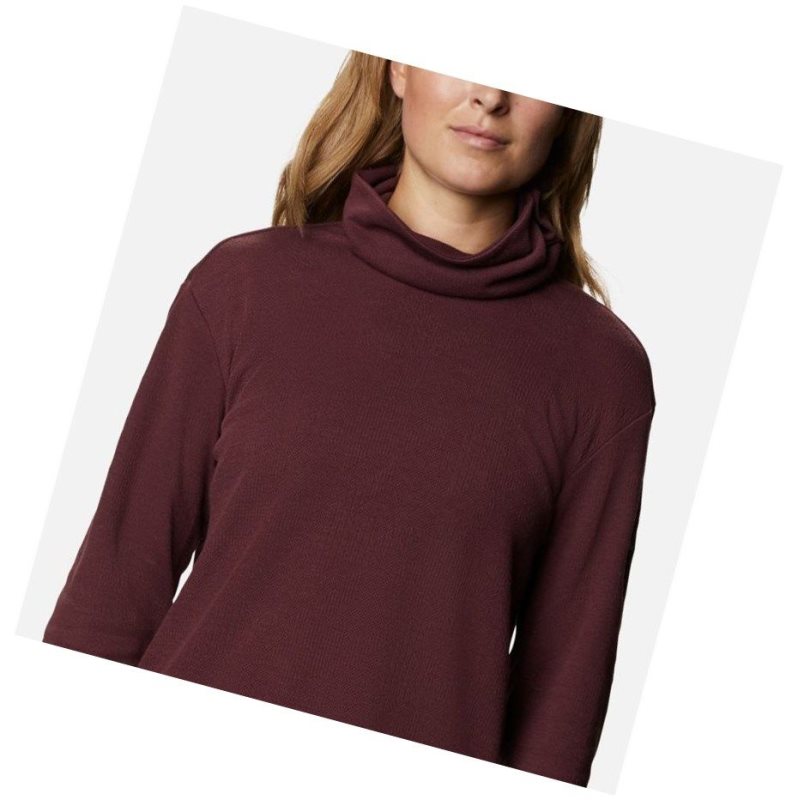 Columbia Pine Street Split Cowl Neck Sweatshirt Kadın Bordo | 08745-FBQA