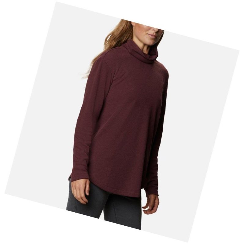 Columbia Pine Street Split Cowl Neck Sweatshirt Kadın Bordo | 08745-FBQA