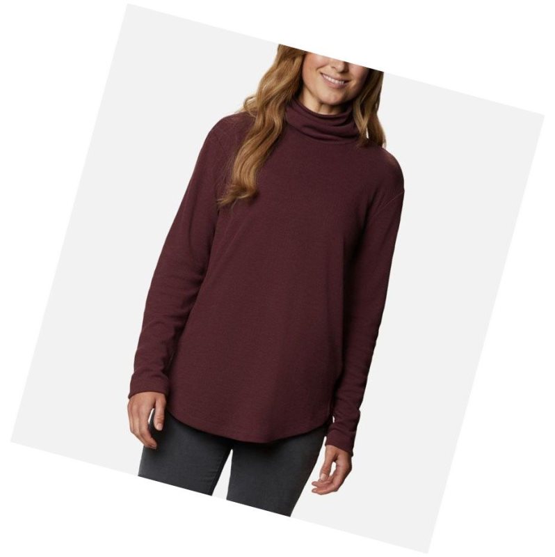 Columbia Pine Street Split Cowl Neck Sweatshirt Kadın Bordo | 08745-FBQA