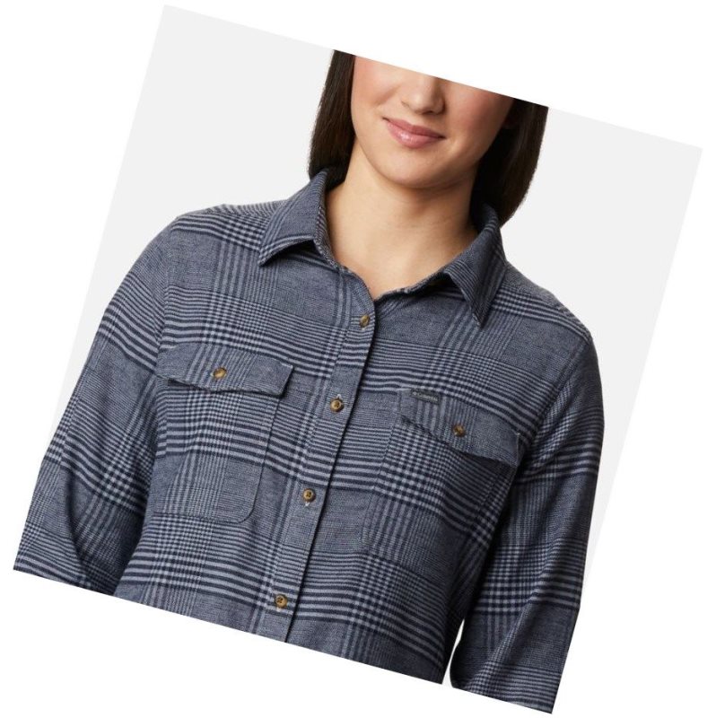 Columbia Pine Street Stretch Flannel Gömlek Kadın Gri | 61798-CTPA
