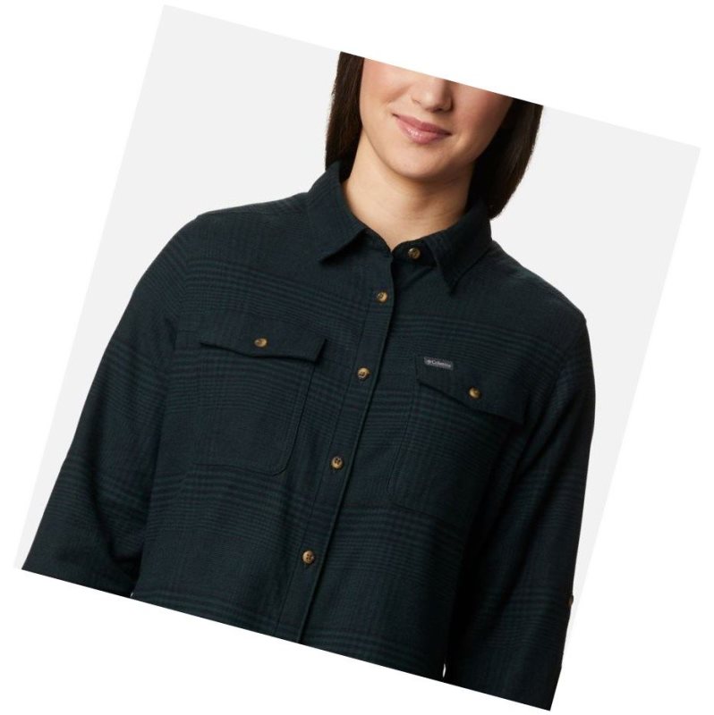 Columbia Pine Street Stretch Flannel Gömlek Kadın Yeşil | 49537-QSGE