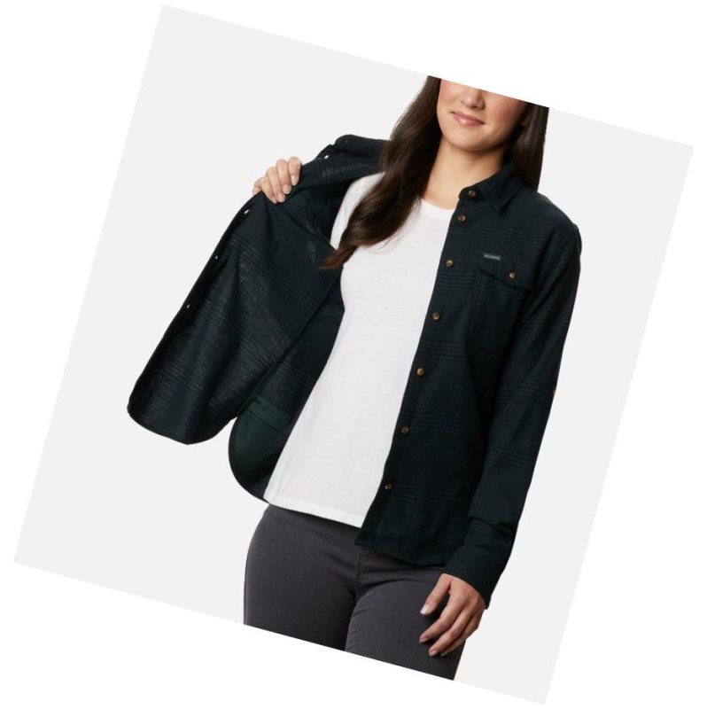 Columbia Pine Street Stretch Flannel Gömlek Kadın Yeşil | 49537-QSGE