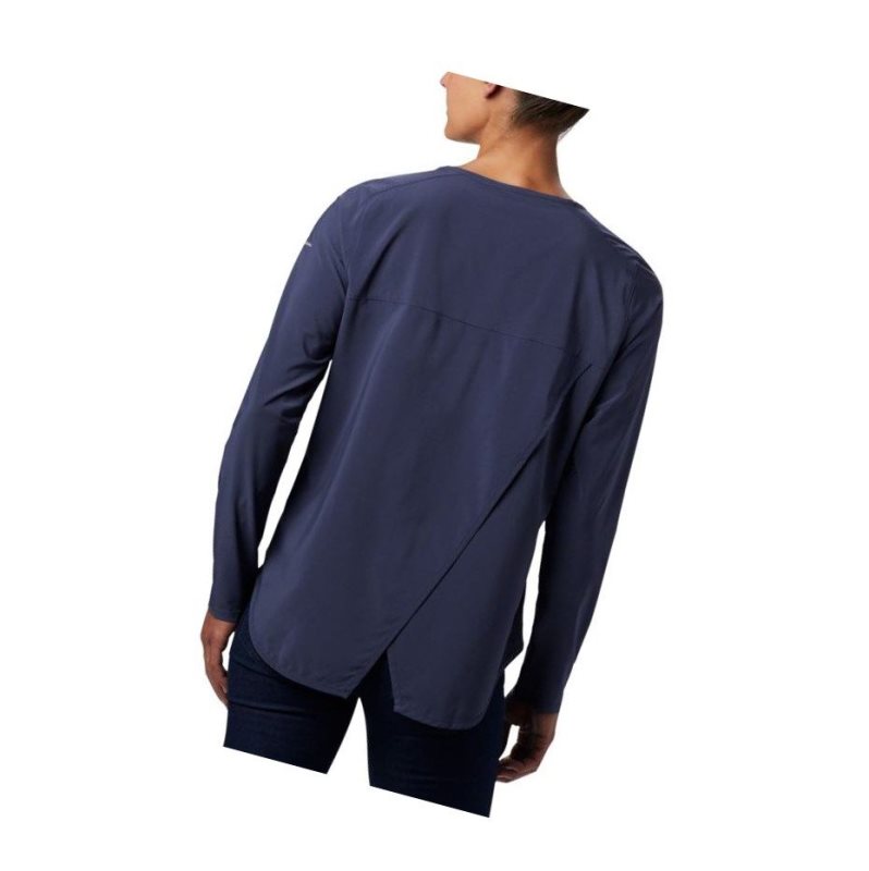 Columbia Place To Place Sun Sweatshirt Kadın Lacivert | 35147-IUWR