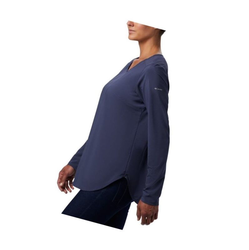 Columbia Place To Place Sun Sweatshirt Kadın Lacivert | 35147-IUWR