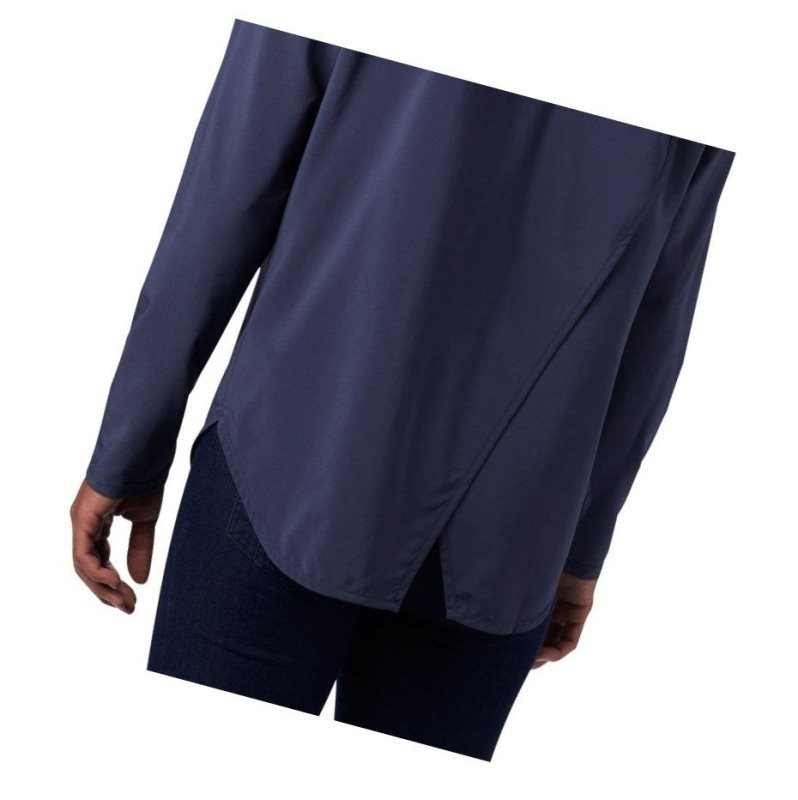 Columbia Place To Place Sun Sweatshirt Kadın Lacivert | 35147-IUWR