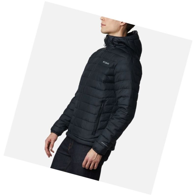 Columbia Powder Lite Hooded Insulated Mont Erkek Siyah | 79640-FUOP