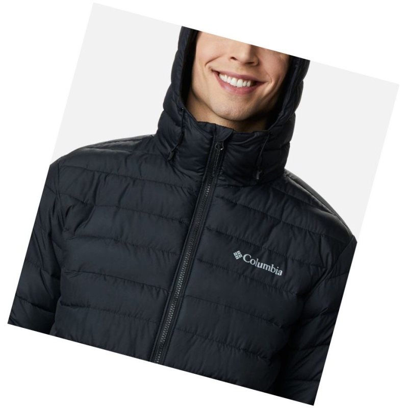 Columbia Powder Lite Hooded Insulated Mont Erkek Siyah | 79640-FUOP