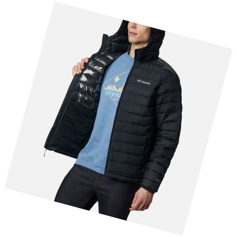 Columbia Powder Lite Hooded Insulated Mont Erkek Siyah | 79640-FUOP