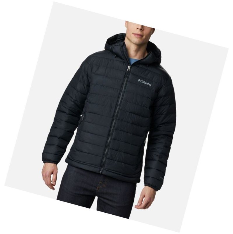 Columbia Powder Lite Hooded Insulated Mont Erkek Siyah | 79640-FUOP