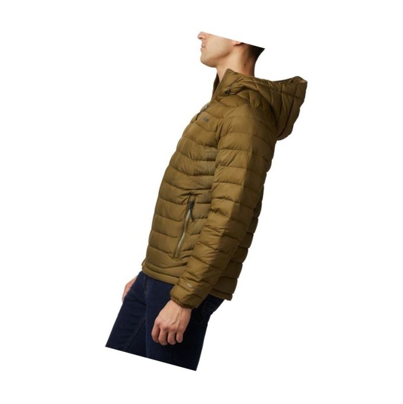 Columbia Powder Lite Hooded Insulated Mont Erkek Zeytin Yeşili Kahverengi | 04356-JTAC