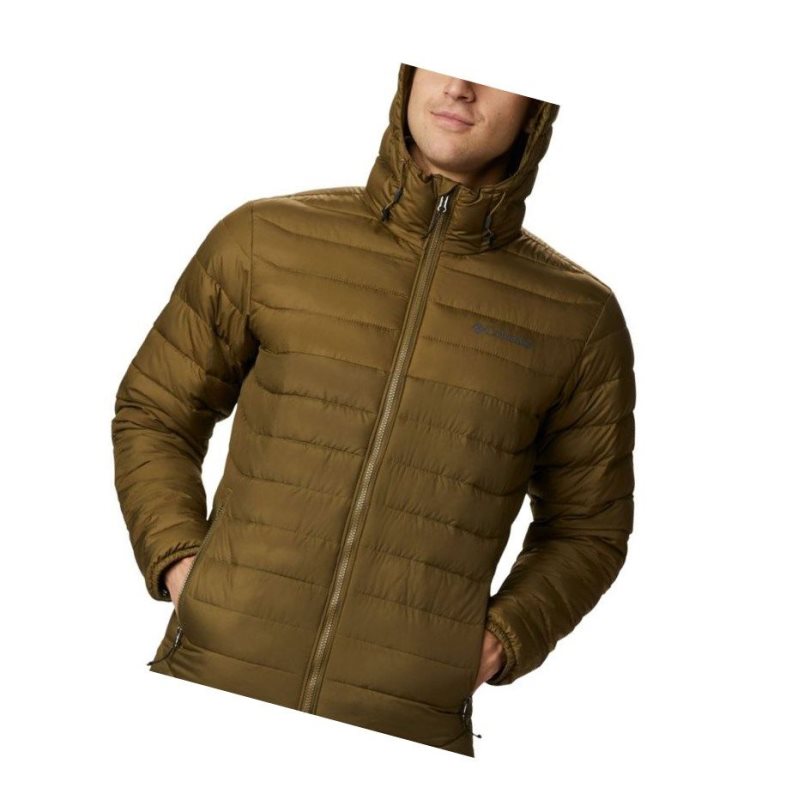 Columbia Powder Lite Hooded Insulated Mont Erkek Zeytin Yeşili Kahverengi | 04356-JTAC