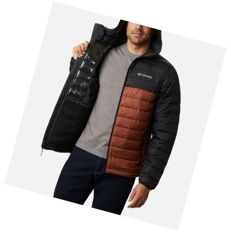 Columbia Powder Lite Hooded Insulated Mont Erkek Siyah | 98067-DRTG