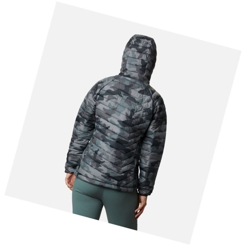 Columbia Powder Lite Hooded Mont Kadın Siyah Camo | 24581-NYMJ