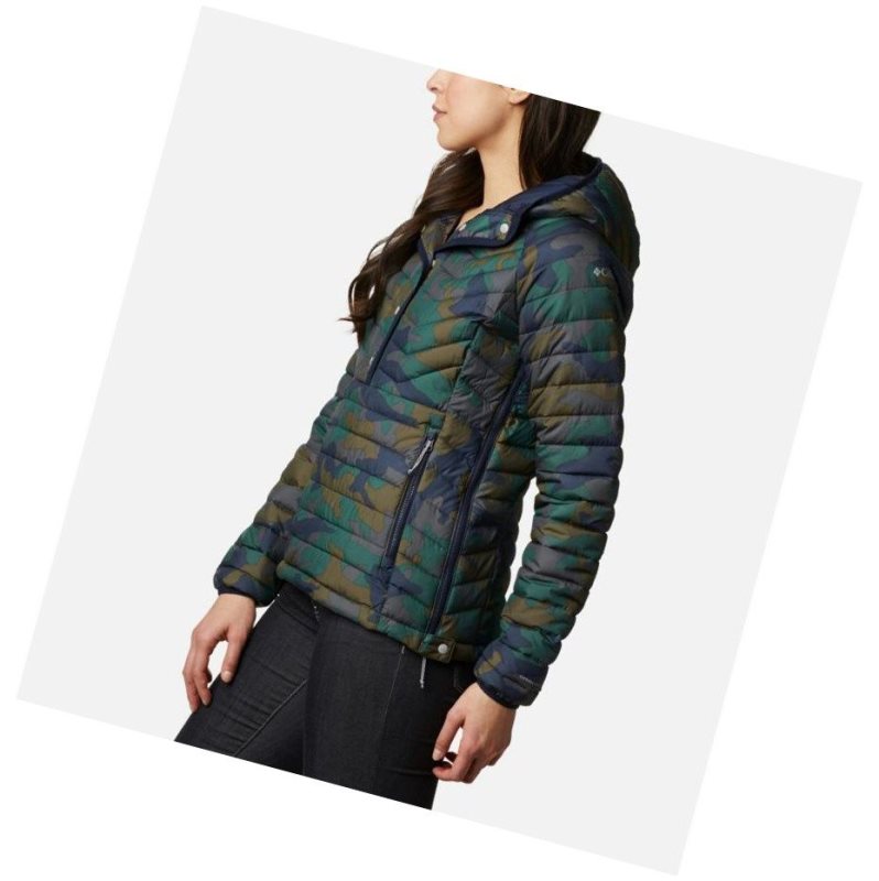 Columbia Powder Lite Insulated Anorak Mont Kadın Lacivert Camo | 42983-INGJ