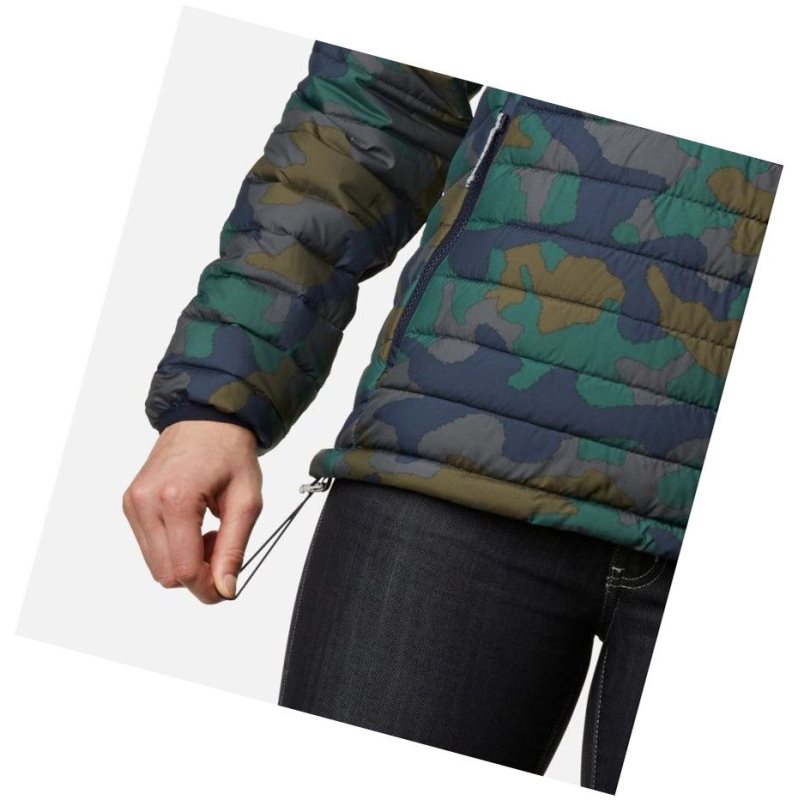 Columbia Powder Lite Insulated Anorak Mont Kadın Lacivert Camo | 42983-INGJ
