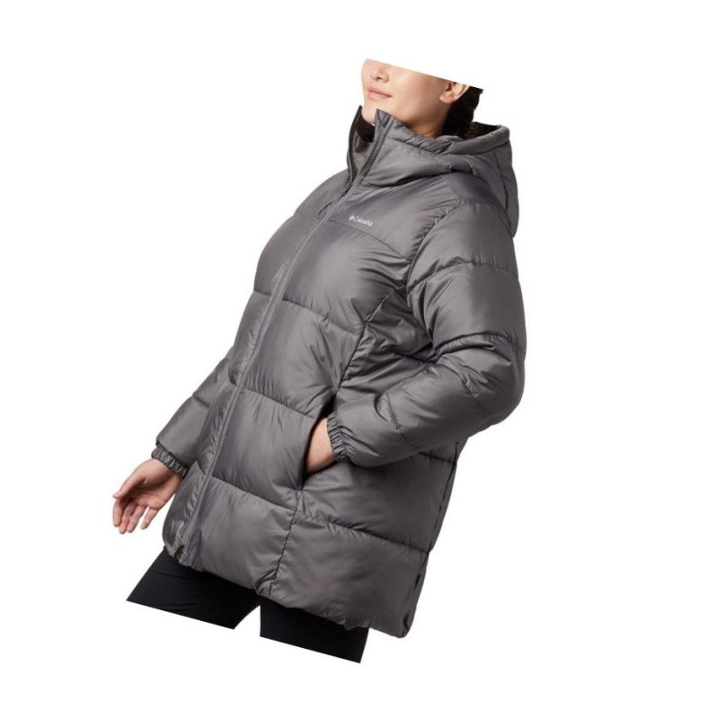 Columbia Puffect Mid Hooded Mont Kadın Gri | 39501-TFIY