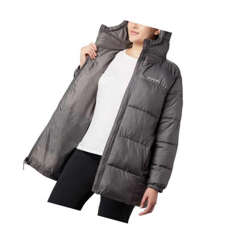 Columbia Puffect Mid Hooded Mont Kadın Gri | 39501-TFIY