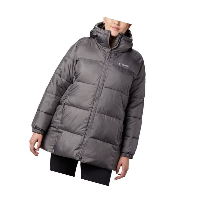 Columbia Puffect Mid Hooded Mont Kadın Gri | 39501-TFIY