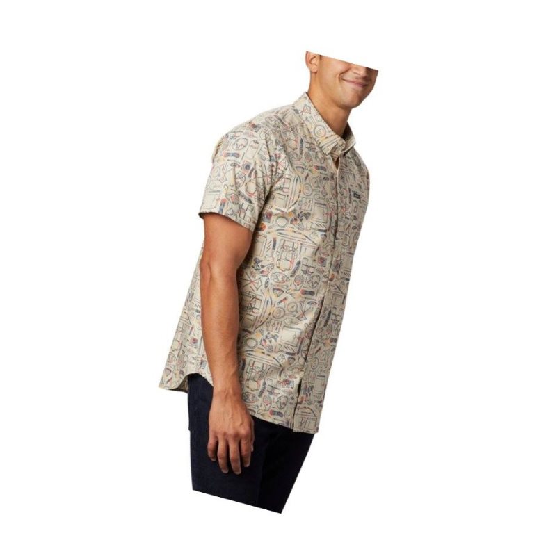 Columbia Rapid Rivers Printed Short Sleeve Gömlek Erkek Haki | 59807-EOFY