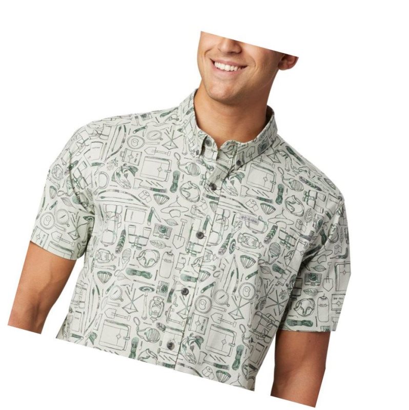 Columbia Rapid Rivers Printed Short Sleeve Gömlek Erkek Yeşil | 14309-LQVF